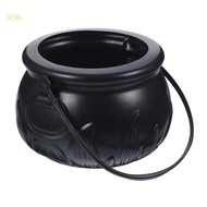 （High discounts）royalking.sg 1PC Witches Halloween Decorations Cauldron Basket Trick Treat Kettle Ca