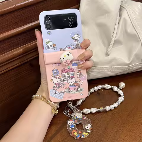 Korean INS rotate 3D Hellokitty phone case for Samsung Galaxy Z Flip 7 Flip 6 Flip 5 4 3 5G Fundas n