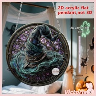 VIC Witch Hat Stained Glass Suncatchers Window Hangings Halloween Decorations for for Window Balconi