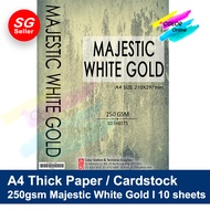 A4 Thick Paper Cardstock 250gsm Majestic White Gold for print Certificates, Name Card, Wedding Invit