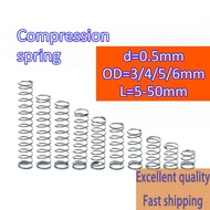 Springs d0.5mm OD3/4/5/6mm SUS304 pressure spring length 5-50mm compression spring