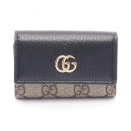 【二手】Gucci GUCCI GG Marmont Petite Marmont 六環鑰匙包 456118 米色/ブラウン/黑色皮革 GG Marmont GG Supreme 六環鑰匙包 女士