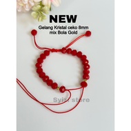 [SYIZI STORE] 8mm crystal bracelet Mix gold ball model TALI - 8mm Czech drawstring bracelet combined