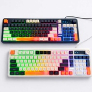 Wired Keyboard RGB Backlight Gaming Keyboard Colorful Backlight 98 Keys Removable Keycaps