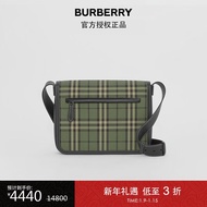 博柏利 BURBERRY 奢侈品 男士 军绿色小号格纹棉质信使包 80423921