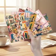 Watercolor City Postcard Set (32pcs), High-Res Print, Thick Cardstock, Decor, Mailable