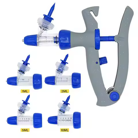 1/2/5/10Ml Automatic Veterinary Continuous Syringe Animal Adjustable Vaccine Injector Livestock Shee