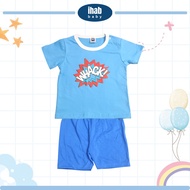 [IHAB Baby] Baby Short Sleeve Shirt + Short Pants Whack | Baju Lengan Pendek + Seluar Pendek Bayi