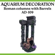 AQUARIUM DECORATION Roman columns with Barrels AD-109 (Landscaping Ornaments, Aquarium Accessories)