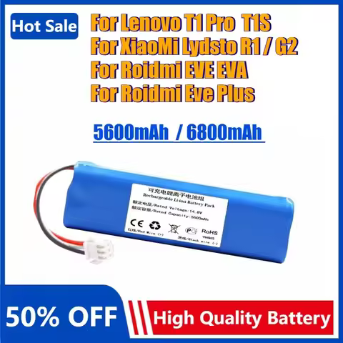 Replacement Battery for Lenovo T1 Pro T1S Pro LR1 Arnagar S8 Pro for XiaoMi Roidmi Eve Plus EVE EVA 