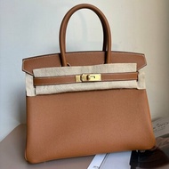 ::HERMES:: GOLD棕 金釦 BIRKIN30 柏金30公分 W刻