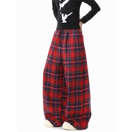 Red Plaid Casual Pants Men Women 2026 Spring hiphop Hip-Hop Hip-Hop Pants Niche Design Mopping Trous