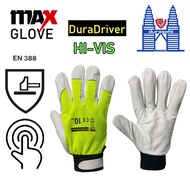 MaxGlove Duradriver HI VIS Goat skin Glove Size 6-11 EN388