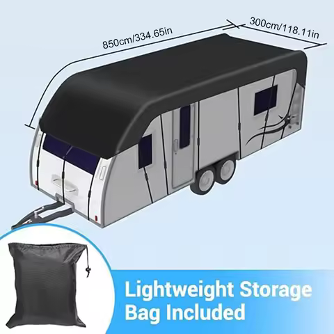 8.5x3m RV Roof Cover 210D Oxford Cloth Caravan Roof Cover Weather-Resistant Caravan Rooftop Tarpauli