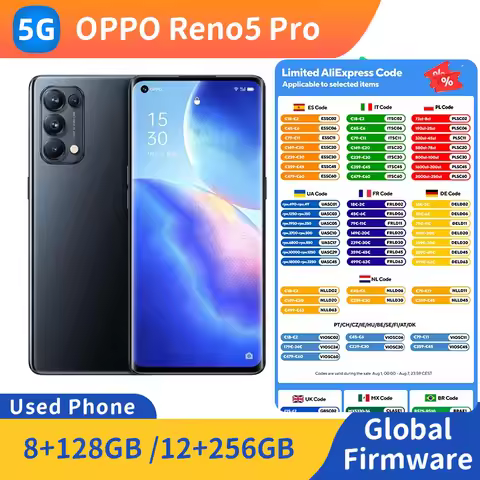 oppo Reno 5 pro 5G Android Smartphone 6.55 inch Screen ROM 128GB/256GB CPU 64MP camera used phone