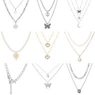 Chain Necklace Butterfly Pendant Heart For Women