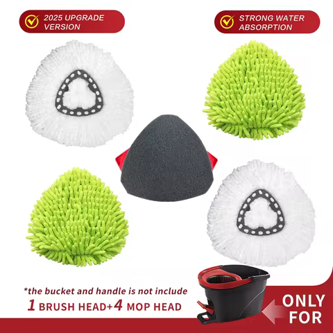 Home Times Cleaning kit,Spin Mop Head With Floor Scrubber and Chenille Duster For O Cedar Spin Mop,4