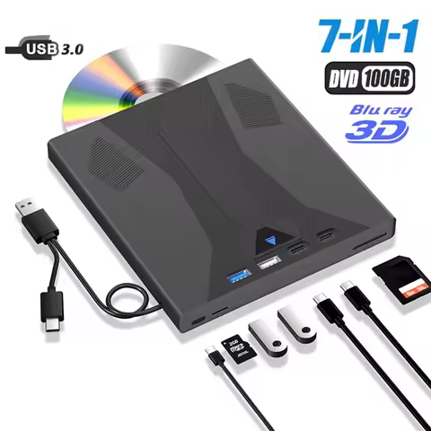 NEW External Blu Ray Drive Burner, Support 100G Disc USB 3.0 And Type-C DVD/CD/BD Player,3D Optical 