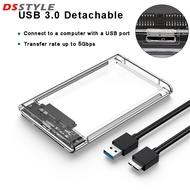 DSstyles SSD กล่องฮาร์ดไดร์ฟใสแบบโซลิดสเตทเชิงกลขนาด2.5นิ้วแล็ปท็อป SATA พอร์ตอนุกรม USB 3.0ความเร็วสูง