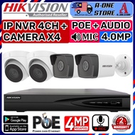 HIKVISION 4 Channel MIC 4.0MP DS-7604NI-Q1/4P NVR + 4 PoE Audio CAMERA IP Network Recorder CCTV 4CH 