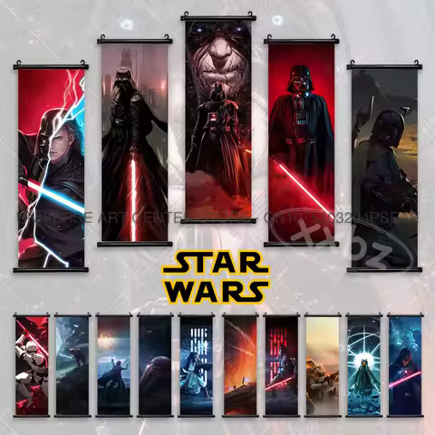Star Wars Poster Anakin Skywalker Wall Art Yoda Scroll Picture lightsaber Movie Hanging Painting Dar