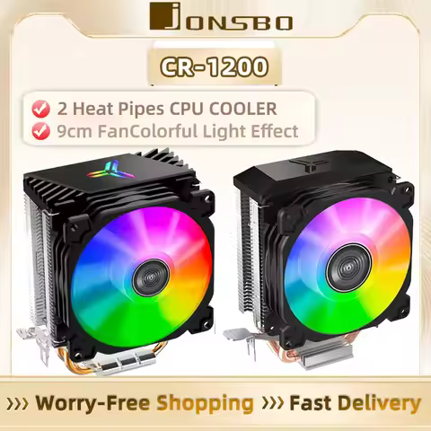 Jonsbo CR1200 9cm 2 Heat Pipes Tower CPU Cooler with RGB Rainbow Cooling Radiator for Intel LGA1151/