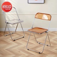 GDeal Acrylic Transparent Folding Chair Makeup Living Room Foldable Chairs With Metal Frame