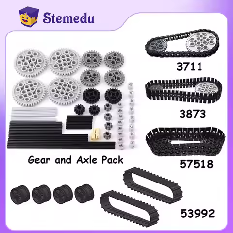 DIY Toys MOC Technical Tracks Wheels Pack Gears and Axle Set Tank Chain Crawler for Legoeds 3711 387