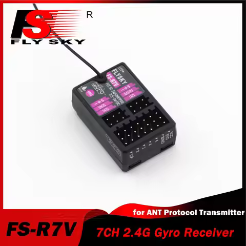 FLYSKY 7CH Gyro Receiver FS-R7V 2.4G 3.5 ~ 9V/DC ANT Single Antenna PWM for RC Model Cars Boats Tran