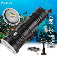 Asafee 2000LM DR01PRO Super Bright Powerful Diving Flashlight L2 LED+XPE purple+Red LED underwater