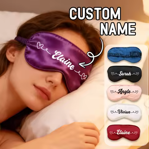 Custom Sleeping Eye Mask With Name,Personalized Satin Sleeping Eye Mask,Customized Women's Sleeping 