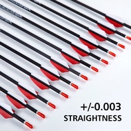 MYRRTE 12pcs Pure Carbon Arrow (PRE-FLETCHED) ID 4.2mm Spine 350-1500 Batang Panah (SHAFT ONLY - NO 