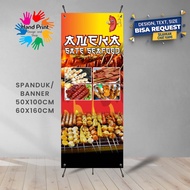 Spanduk Banner Sosis Dan Aneka Seafood Bakar Gratis Memesan Desain