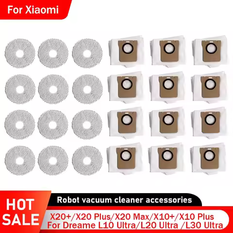 Dust Bag Mop Pads Kit for Xiaomi X20+/X20 Plus/X20 Max/X10+/X10 Plus/Mijia M30S/M40 for Dreame L10 U