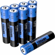 Hixon 1.5V Rechargeable Lithium AAA Batteries, 8x1100mWh High-Capacity Long-Lasting Triple AAA Li-io