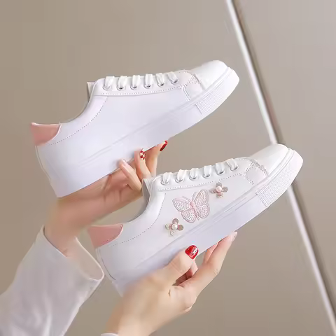 New Women's Sneakers Butterfly Embroidered Flats Women's Outdoor Running Vulcanized Shoes Breathable