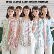 Ef688 PTC WOMEN'S KUTUBARU BATIK NGANTOR MODERN KEBAYA TOP / SATIN BLOUSE FORMAL TOP BATIK INDONESIA