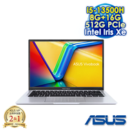 【記憶體升級特仕版】ASUS Vivobook 14 X1405VA-0051S13500H 酷玩銀 14吋筆電 (WUXGA IPS/Intel i5-13500H/8G+16G DDR4/512G PCIE SSD/WIN 11)
