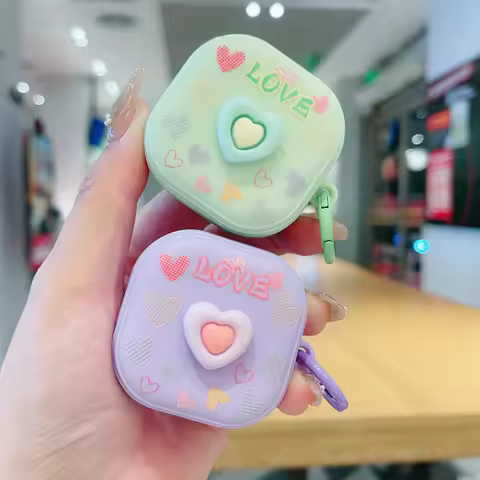 for Samsung Buds 3 Pro 2 Pro FE Live Core 2025 Earphone Case Candy color Cute Stereoscopic Heart Wir