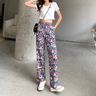 Yi Fashion YY Trousers Wide-Leg Pants Wide Harajuku Style Niche Sweet Cool Cartoon Printed D235-0230