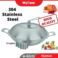 【MyCasa】Kleston 304 Stainless Steel 42CM High Quality Non Stick Frypot Honeycomb Cooking Frying Pan 