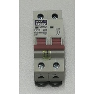 MAXGUARD 63 AMP 2 POLE MCB / MAIN SWITCH MB63-1 C63 MCB