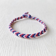 紅白藍 - 蠶絲蠟線 / 手工編織手環