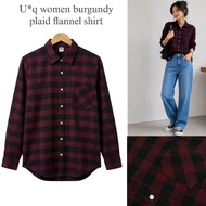 KEMEJA U*Q Women Long sleeve burgundy Flannel Shirt WMNW/Flannel Shirt BrandedWanita/Flannel Shirt W