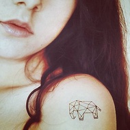 OhMyTat 幾何大象 Geometric Elephant 刺青圖案紋身貼紙 (2 張)