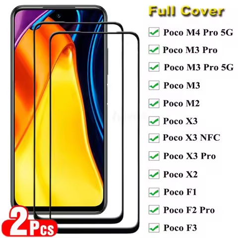 2PCS Full Cover Tempered Glass For Xiaomi Poco M4 M3 Pro 5G M3 M2 9H Screen Protector For Xiaomi Poc
