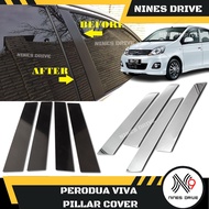 Perodua Viva Elite Pillar Chrome Cover | 4pcs Set | Chrome / Glossy Black