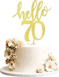 1 Pack Cake Decoration 70th Birthday Cake Topper Glitter Hello 70 Cake Topper for Happy 70th Birthda