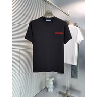 T-shirt Prada/T-shirt Prada bercorak lengan pendek uniseks, T-shirt longgar, T-shirt perniagaan, T-s