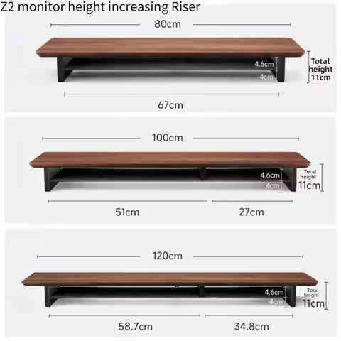 Z2 Full Penetration Monitor Riser Black Walnut Desktop Organizer Computer Screen Stand Ergonomic Com